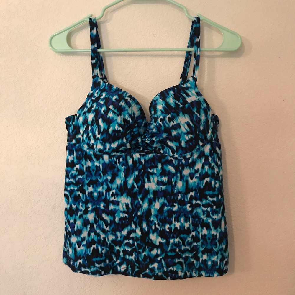Maidenform Blue Swim Open Back Tankini 36C